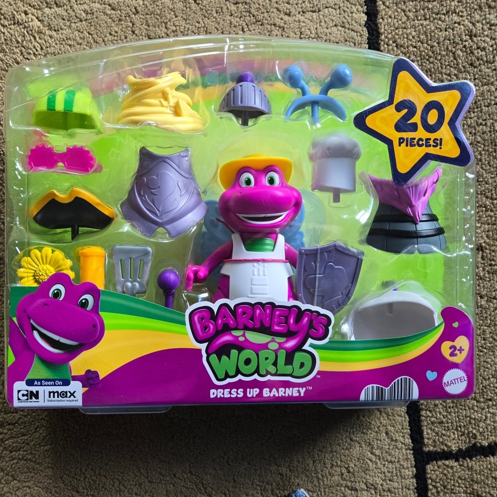 Mattel Barney's World Dress Up Barney 20 Piece Action Figure Play Set New